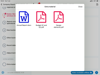 After pressing "Other material", all folders with documents available in Other material are displayed.