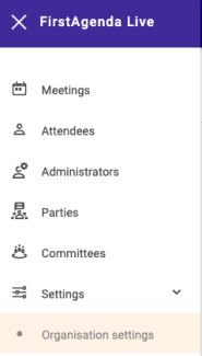 Organization Settings under settings in the left menu