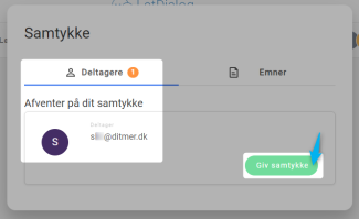 Grøn giv samtykke-knap