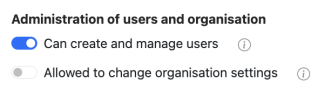 Turn on the slider next to "Can create and manage users".