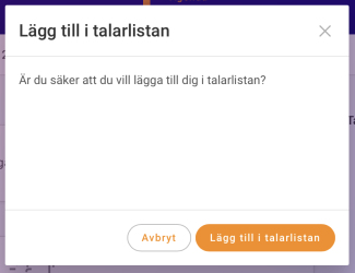 Bekräfta registreringen för talarlistan