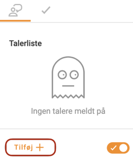 Tilføj-knap under talerliste til et punkt