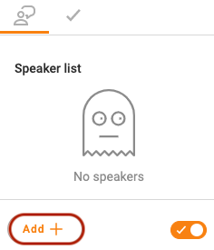 "Add button" under speaker list to a point