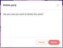 Red "delete" button to confirm deletion