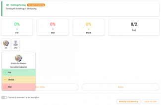 Oversikt over møtedeltakere etter stemmegivning