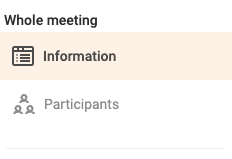 Information in the left menu during meetings