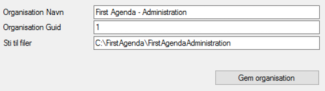 Indstillinger til tilføjelse af ny organisation