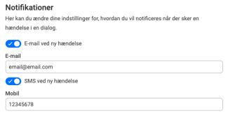 Notifikationsindstillinger under "profil"
