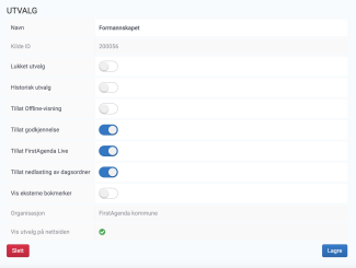 Slå på Tillat FirstAgenda Live