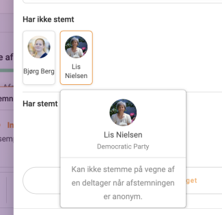 Det er ikke muligt for mødelederen at stemme for deltagerne