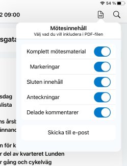 ladda ned mötesinnehåll i appen