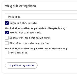 PDF for det samlede møde markeret under publiceringsindstillinger