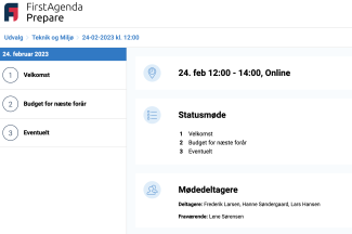 Mødedeltagere på mødeforsiden
