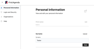 Edit personal information