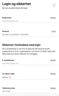 Login og sikkerhet