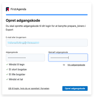 Opret adgangskode