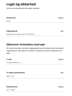 Login og sikkerhed