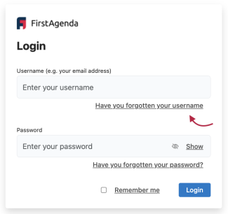 Login page