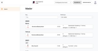 Vælg møde i mødeoversigten