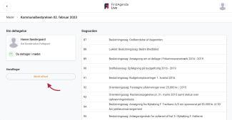 Klik på 'Meld afbud' i venstre side