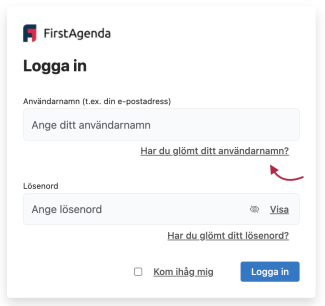 Klicka på länken "Har du glömt ditt användarnamn?"
