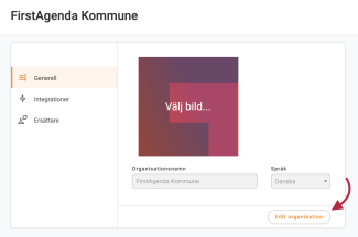 klicka på Organisationsinställningar