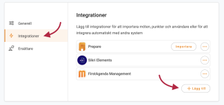 Klicka nu på Integrationer och Lägg till