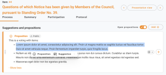 Above the highlighted text, a box will now appear with the options "Proposition" and "Suggestion".