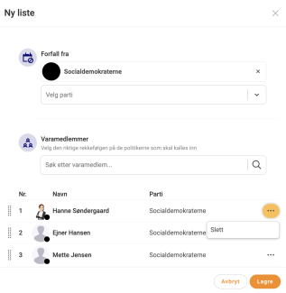 En varamedlemsliste