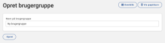 Skriv navnet på den nye brugergruppe og klik opret