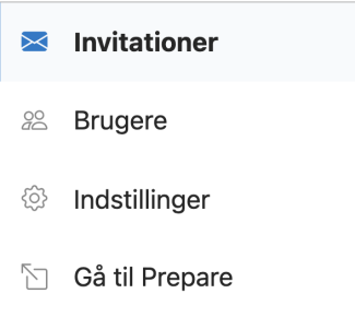 Klik på Invitationer i venstremenuen