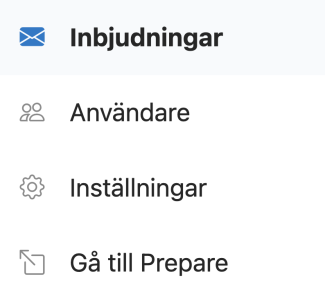Klicka sedan på 'Inbjudningar' i vänstermenyn