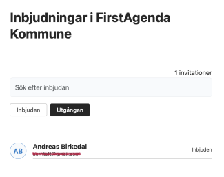 Klicka på den användaren som behöver få en ny inbjudan.