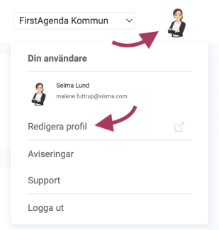 Klicka nu på "Redigera profil".