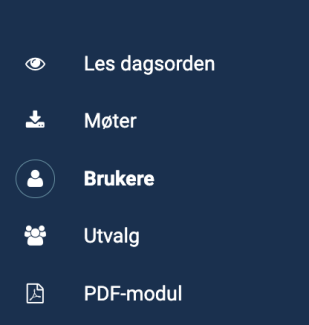"Brukere" i venstremenyen.