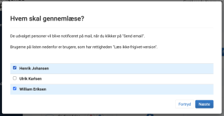 Vælg de brugere som skal modtage e-mail