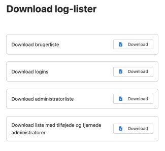 Oversigt over logs i brugeradministrationen