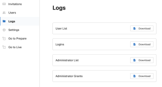 Logs in the user administration