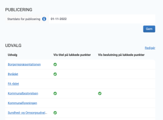 Overblik over Publicerings API siden