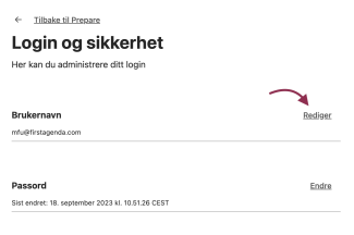 klikk på "Rediger" ved siden av brukernavnet.