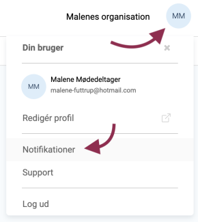 Klik på 'notifikationer'