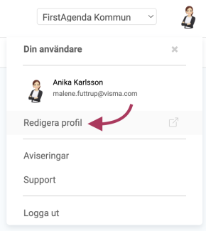 klicka på Redigera profil