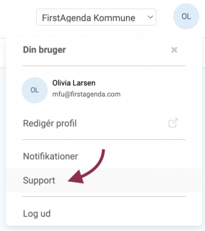 Klik på Support