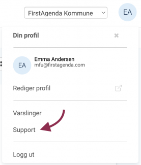 Klikk på Support.