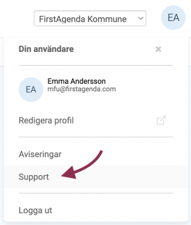 Klicka på Support