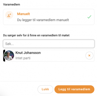 klikk på "Legg til varamedlem" 