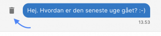 Klik på skraldespands-ikonet ud fra beskeden