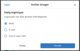 Vælg logintype