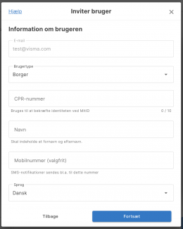 Udfyld informationer omkring brugeren