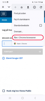 Tryk på “Åbn i Chrome”. 